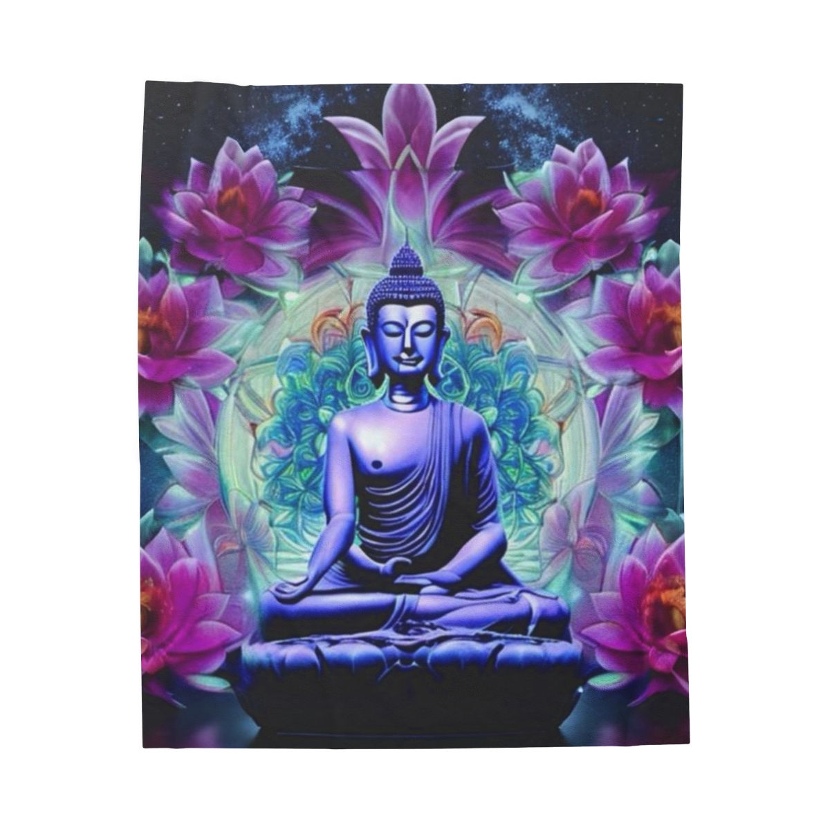 Meditation buddha with flowers Velveteen Plush Blanket