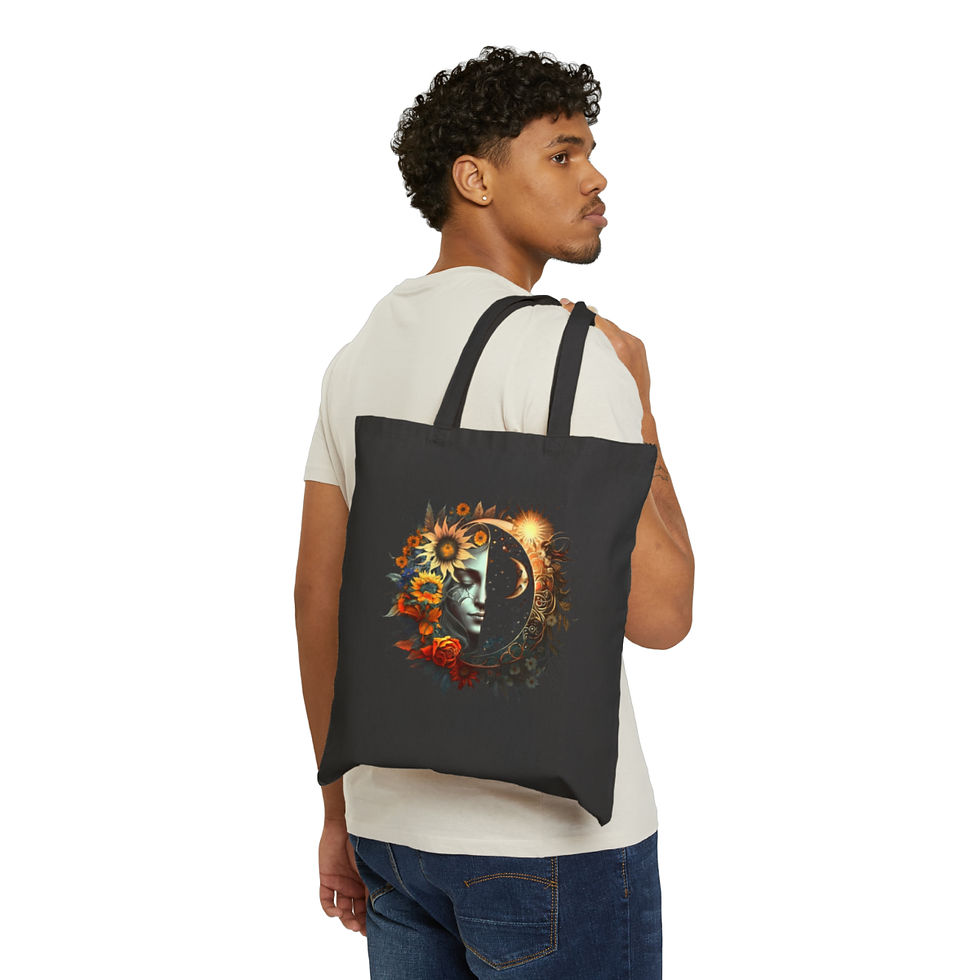 Thumbnail: Ying Yang Celestial Cotton Canvas Tote Bag