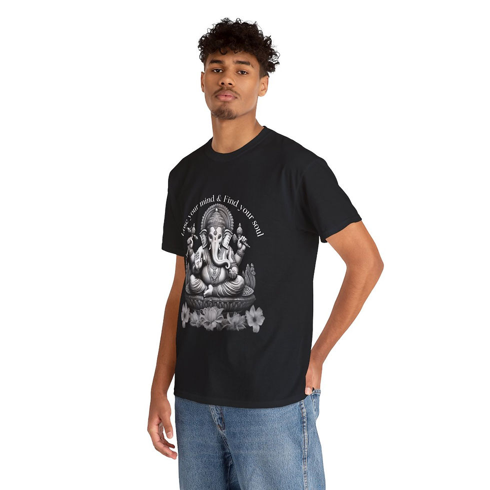 Thumbnail: Lord Ganesh  Lose your mind and find your soul Unisex Heavy Cotton Tee