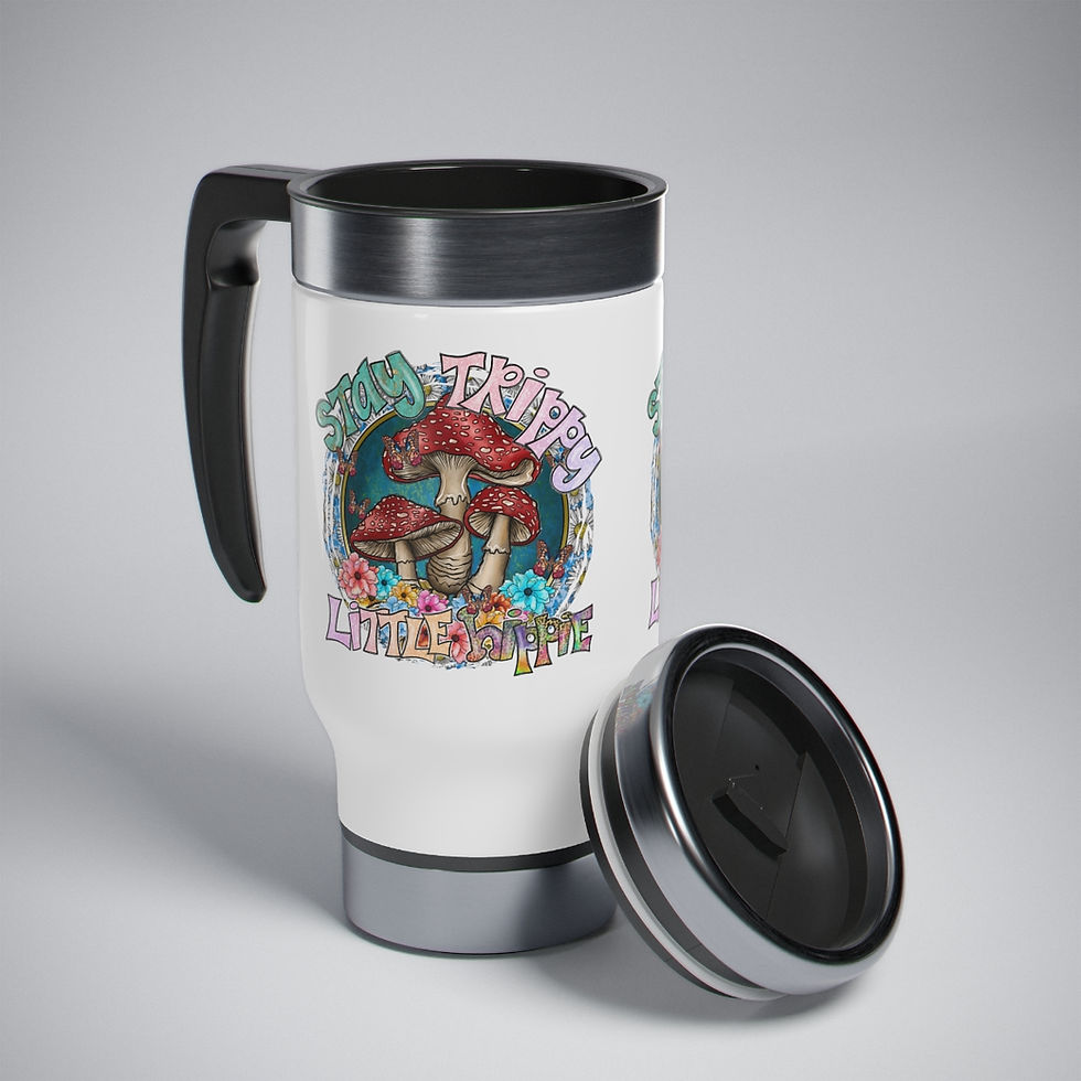 Thumbnail: Stay trippie little hippie Stainless Steel Travel Mug with Handle, 14oz