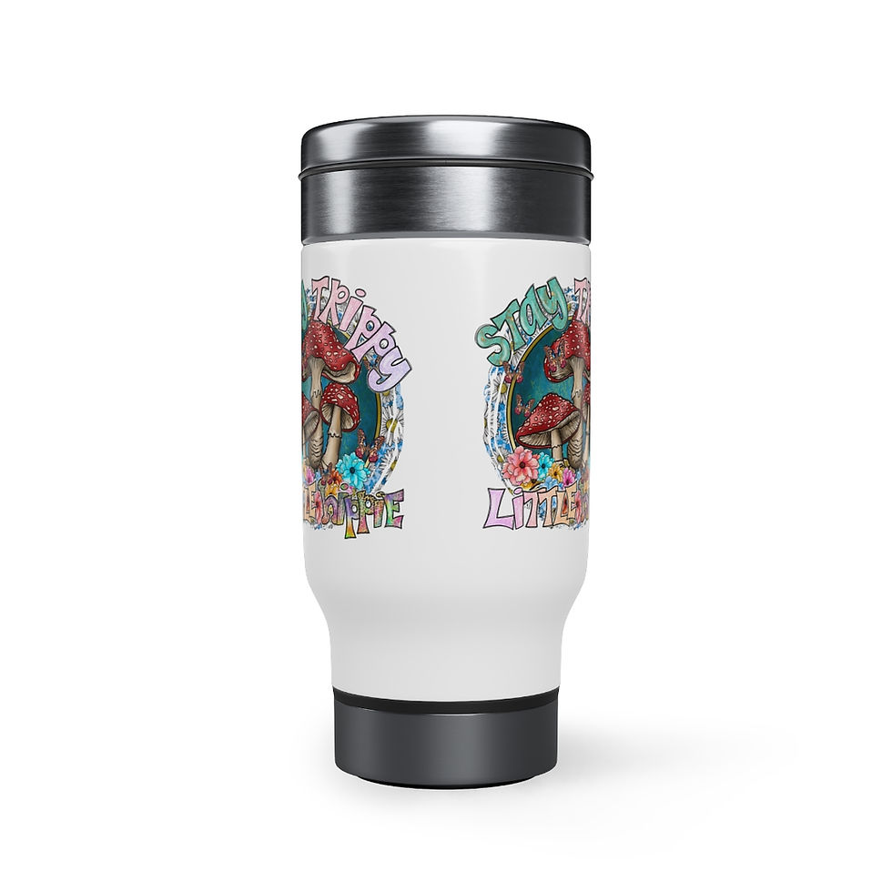 Thumbnail: Stay trippie little hippie Stainless Steel Travel Mug with Handle, 14oz