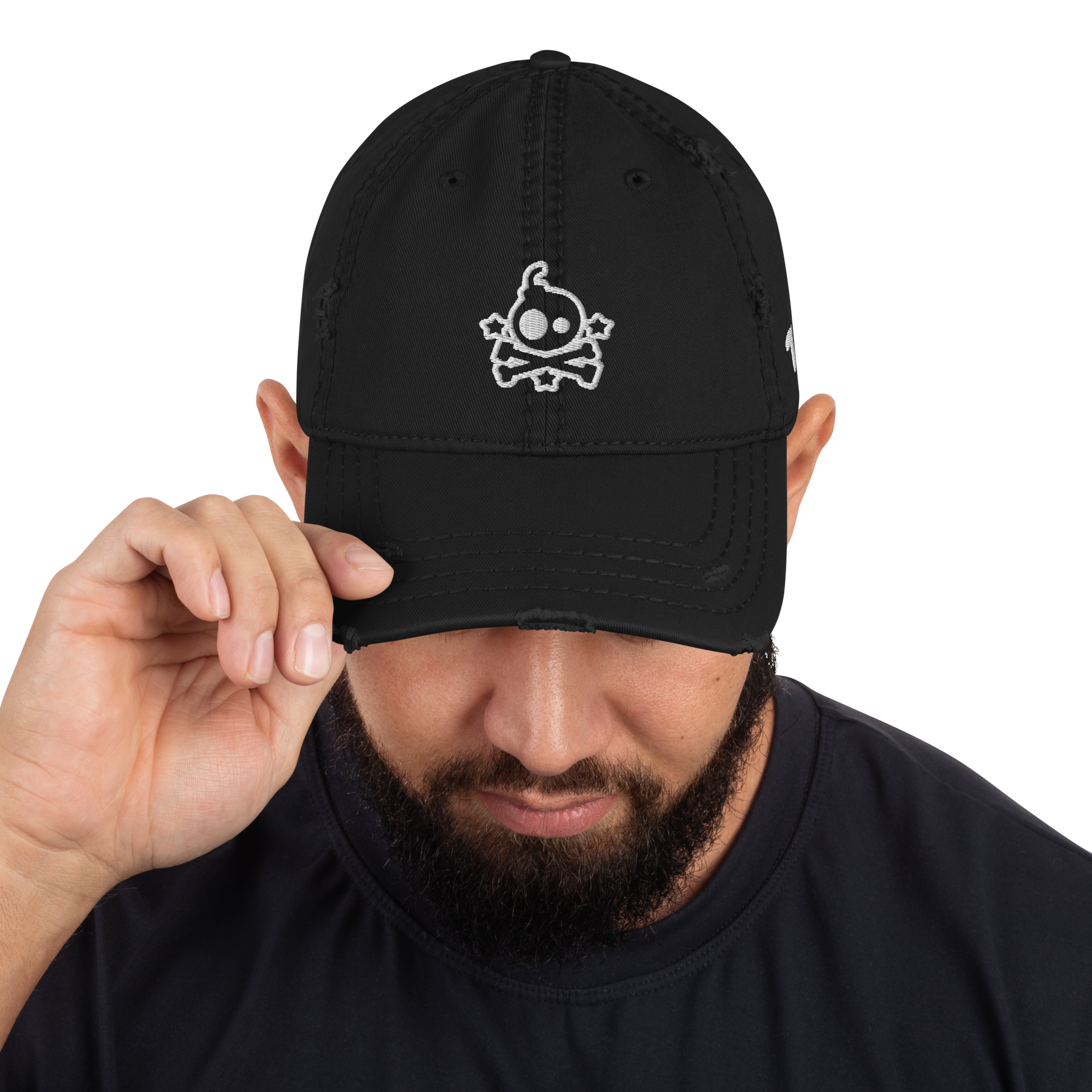 10:60 Unisex Logo Distressed Dad Cap- Black