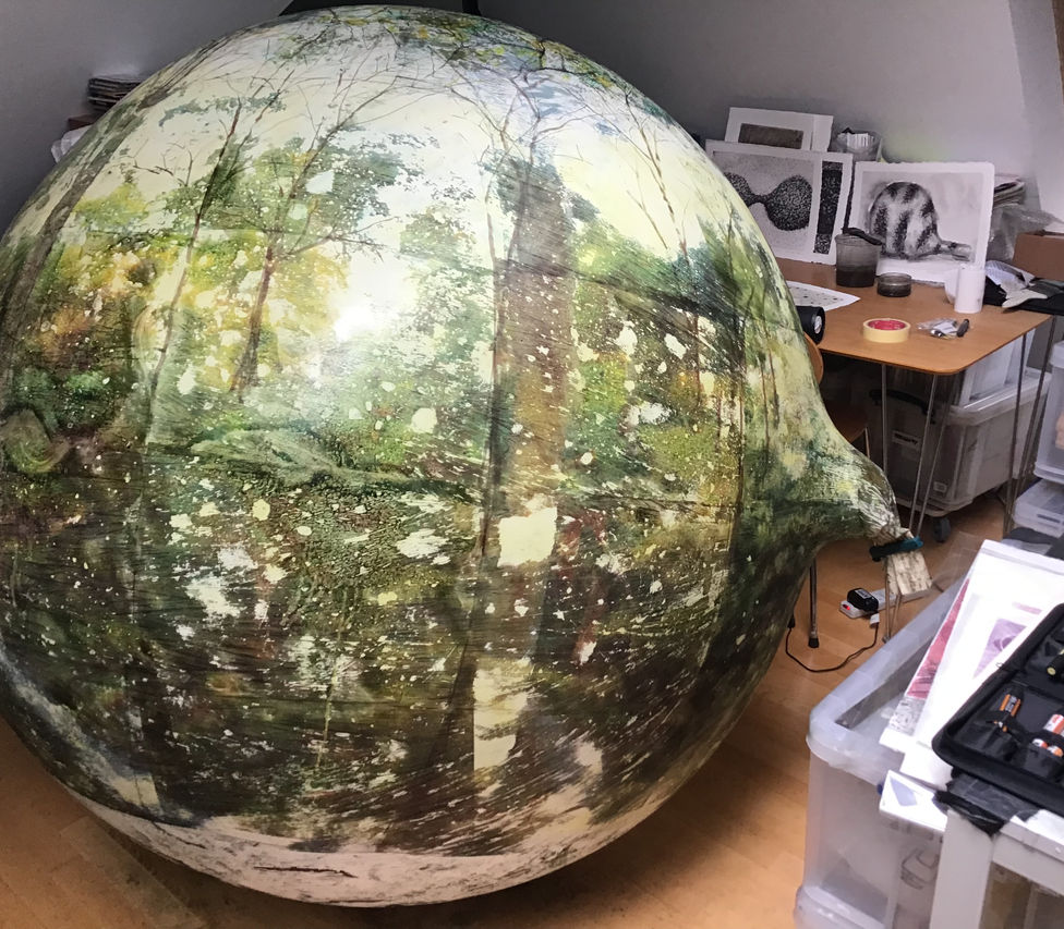 Andrew Carnie 'Summer: Summer for Winter' 2021, two meteorological balloons, fans and sensors, size variable