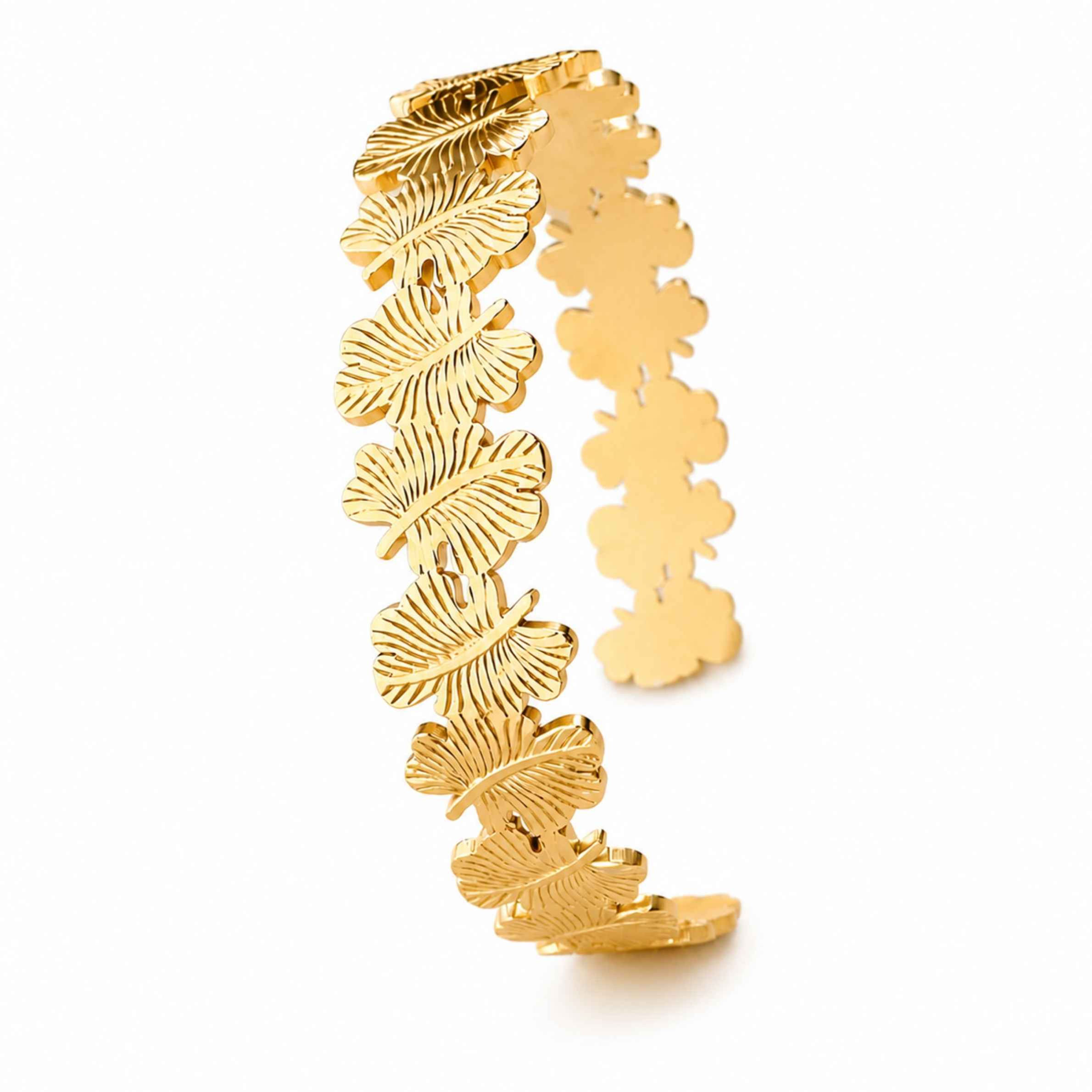 Leaves Cuff Bracelet 18K Gold Plated