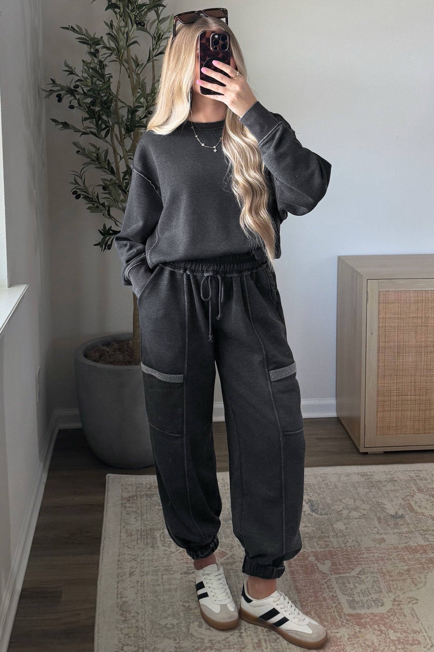 Carbon Grey Colorblock Jogger Set