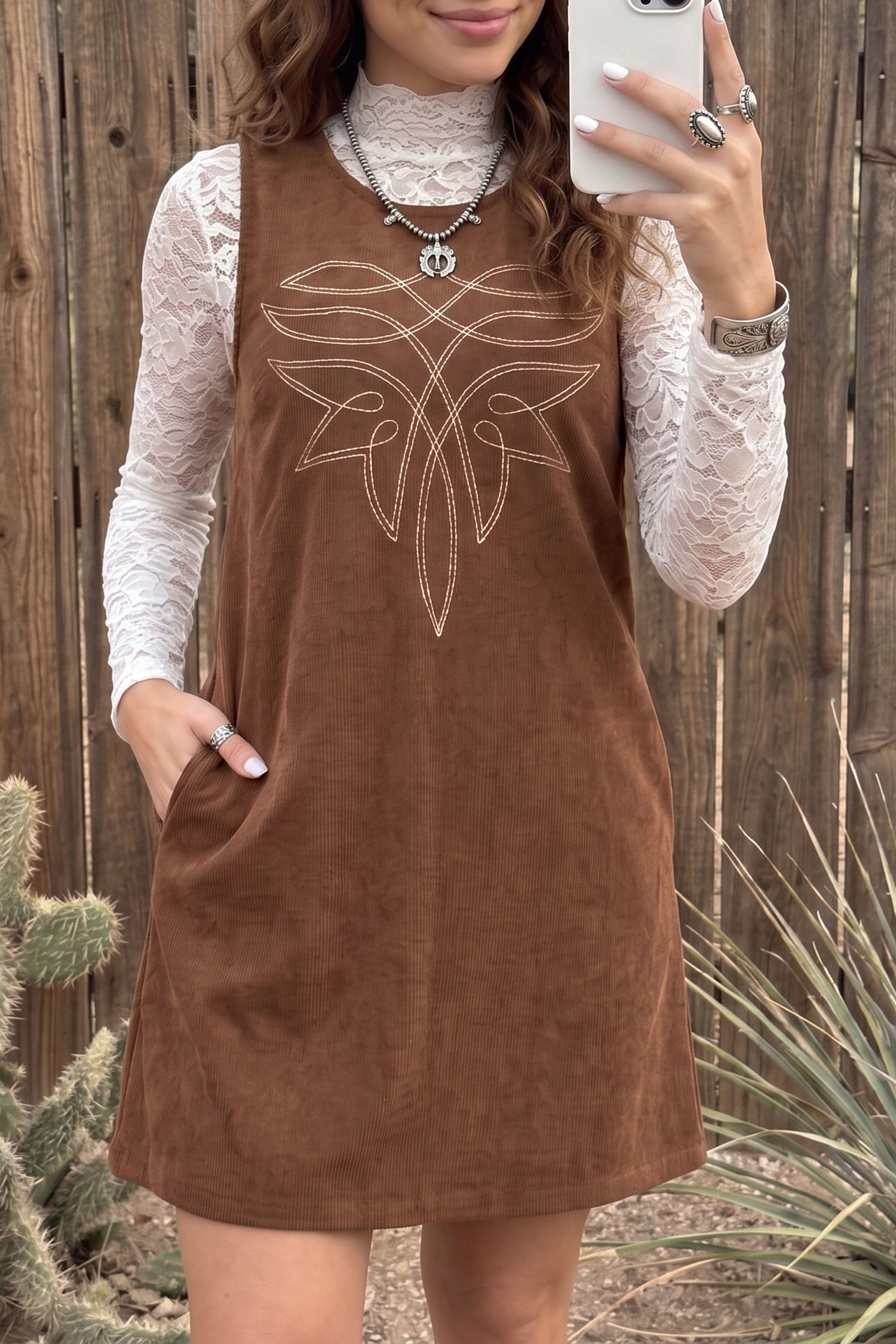 Coffee Corduroy Shift Dress