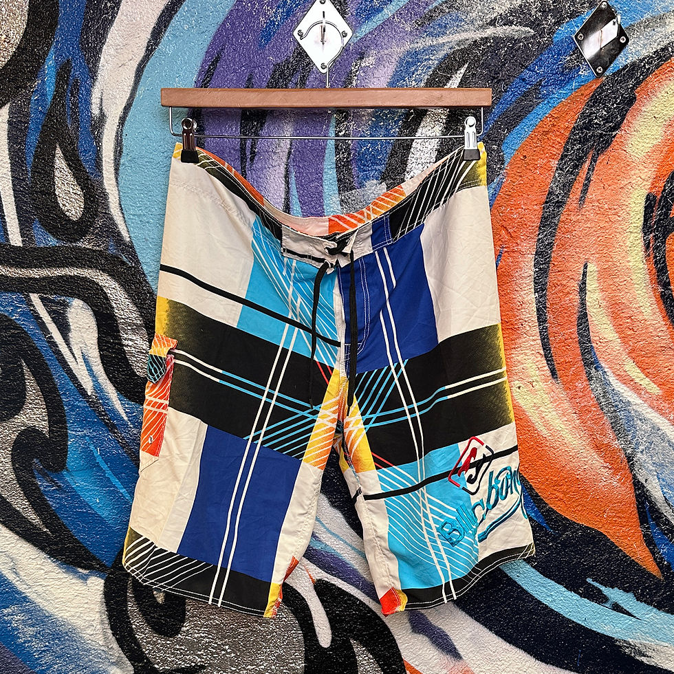 Thumbnail: BILLABONG WHITE BOARDIES BLUE BLACK YELLOW ORANGE CHECK