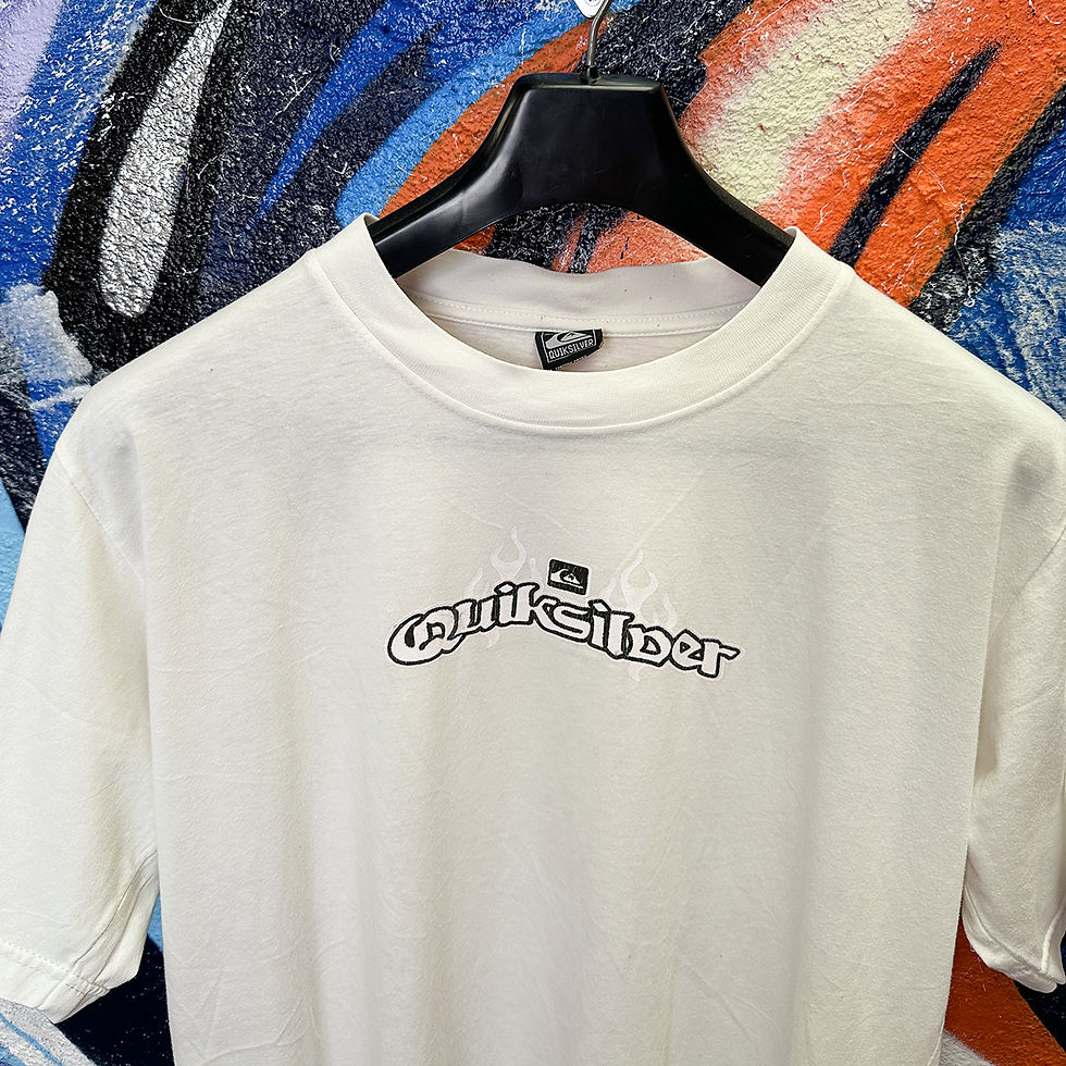 Thumbnail: QUIKSILVER SS WHITE TEE QUIKSILVER SPELLOUT AND WHITE FLAMES
