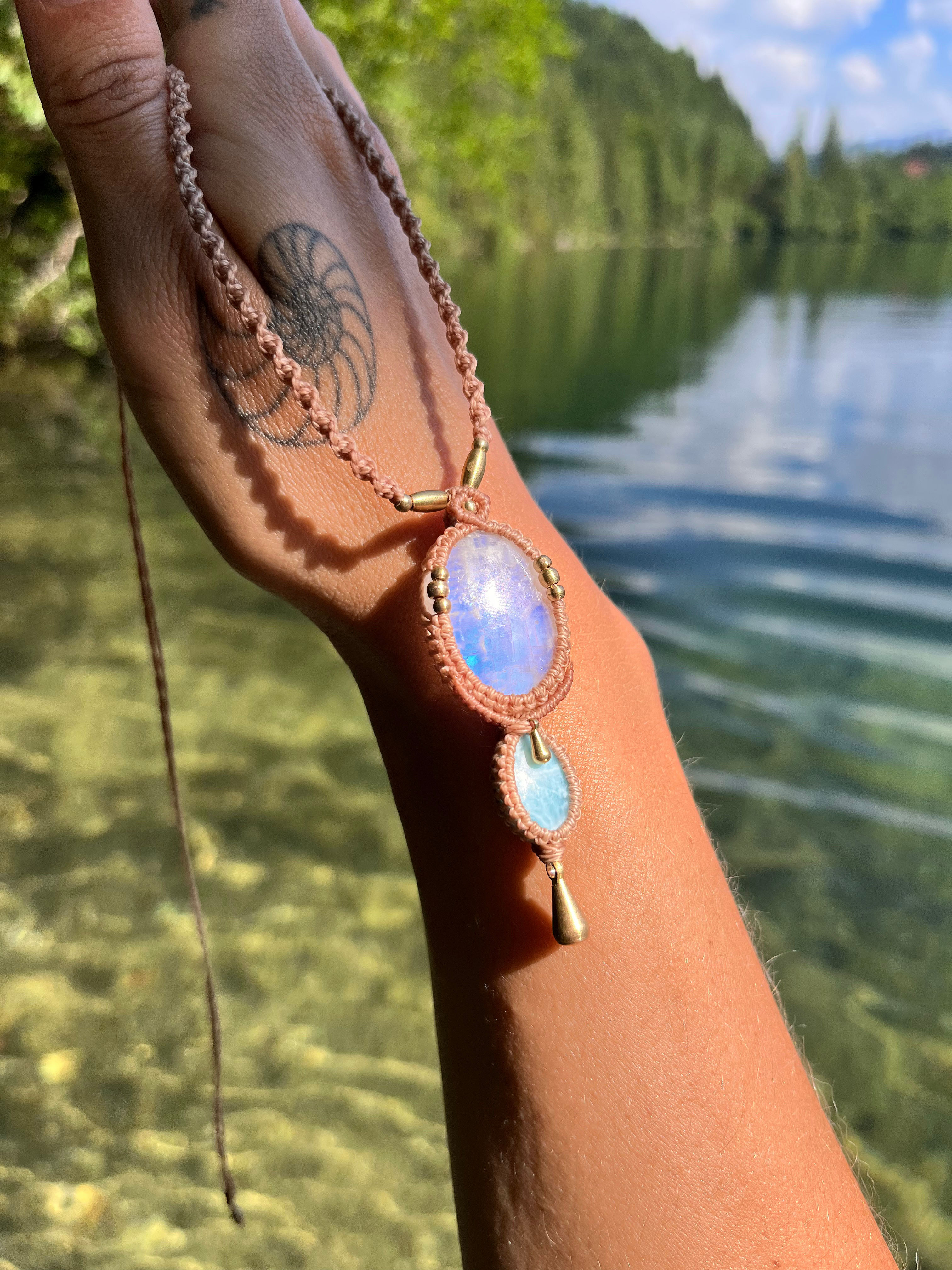 MOONLIT TIDE - Moonstone & Larimar necklace