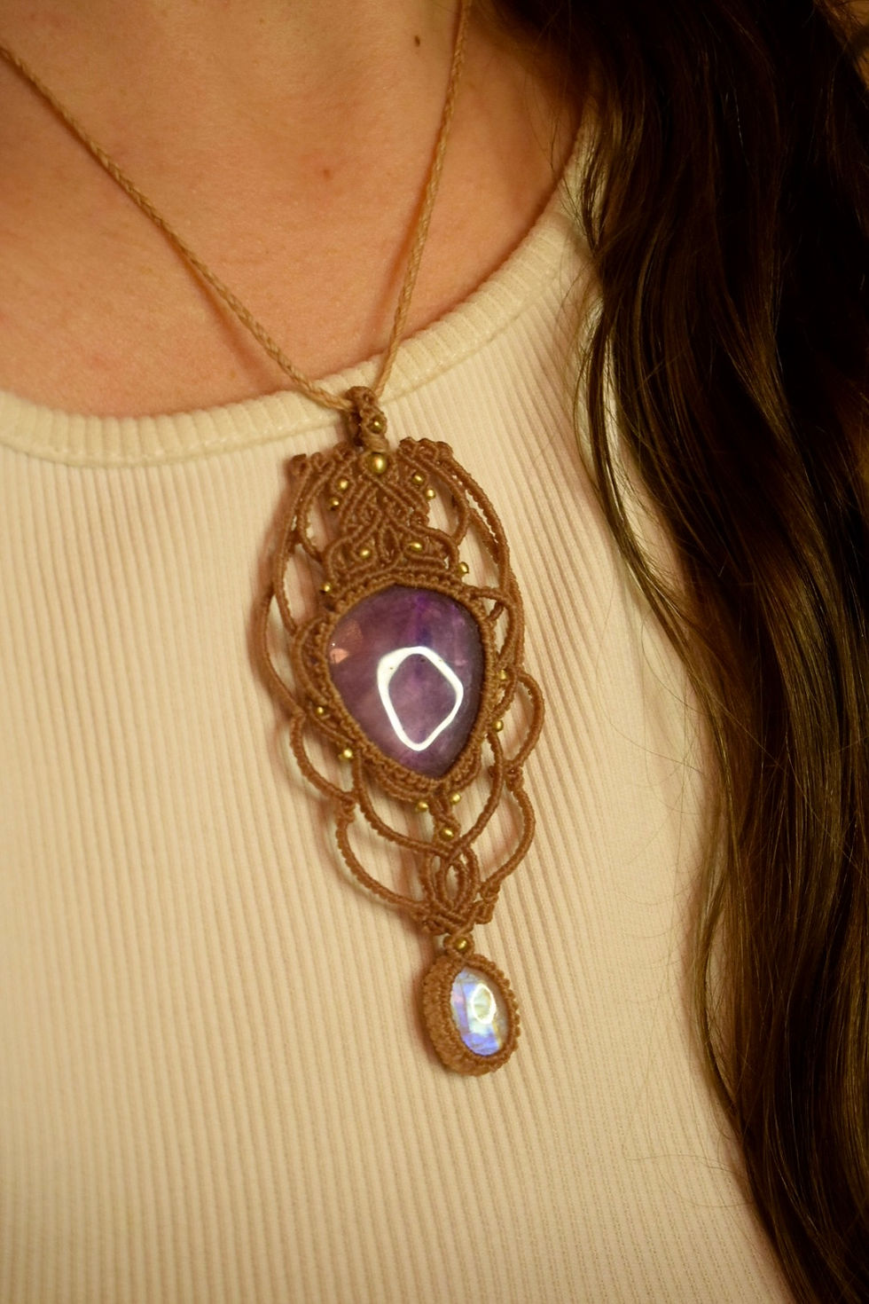 Thumbnail: PURIFYING ENERGIES Amethyst & Rainbow Moonstone Necklace
