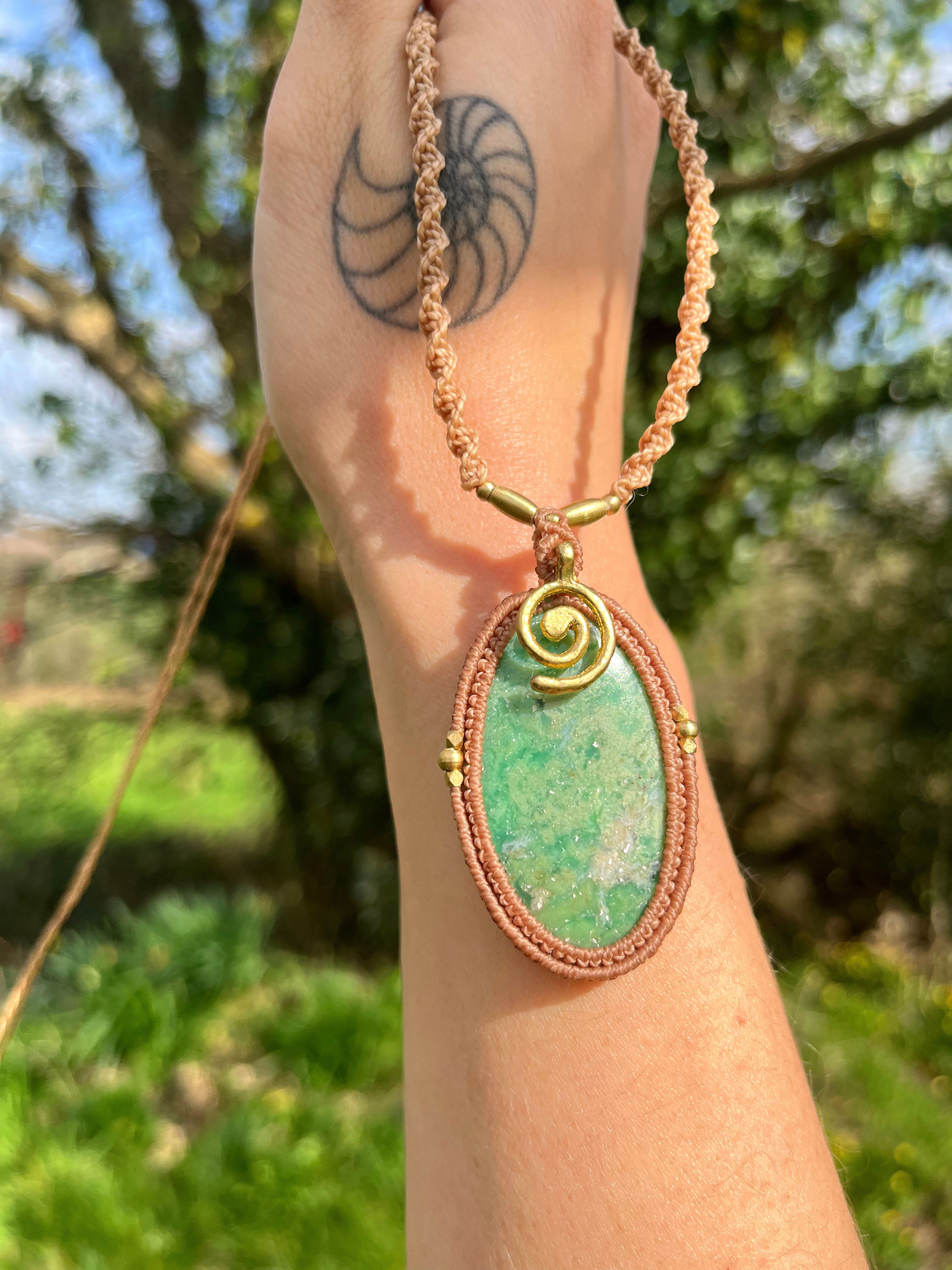 Verdant Spiral Chrysoprase Necklace