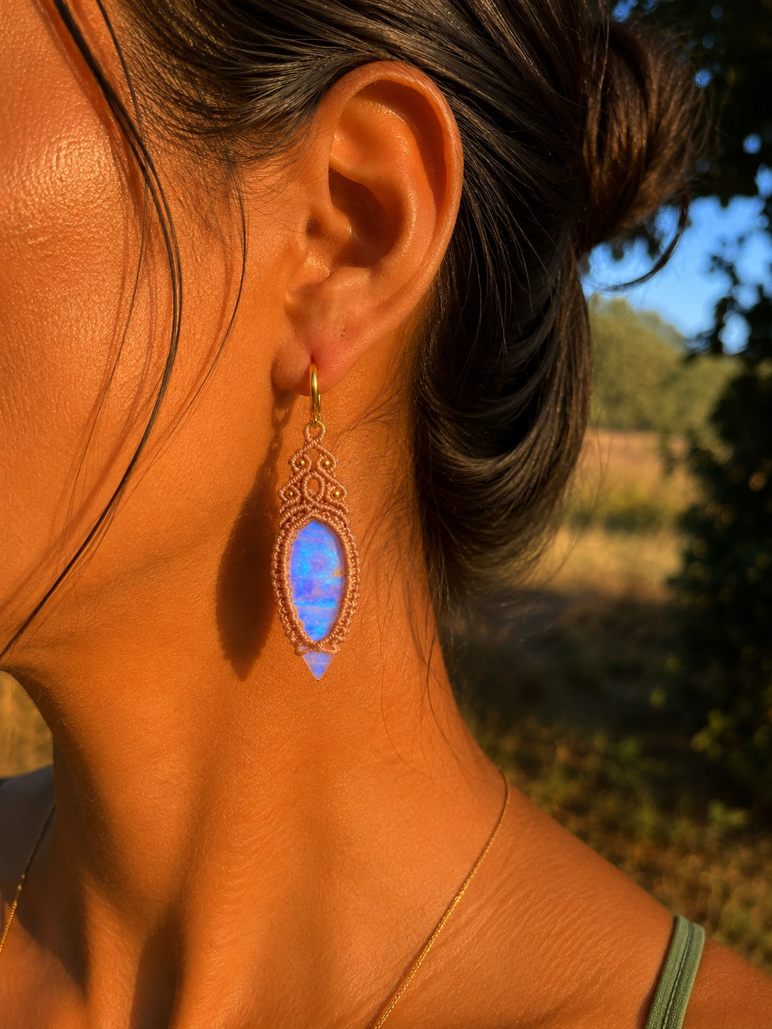 Moonbeam Drops Rainbow Moonstone Earrings