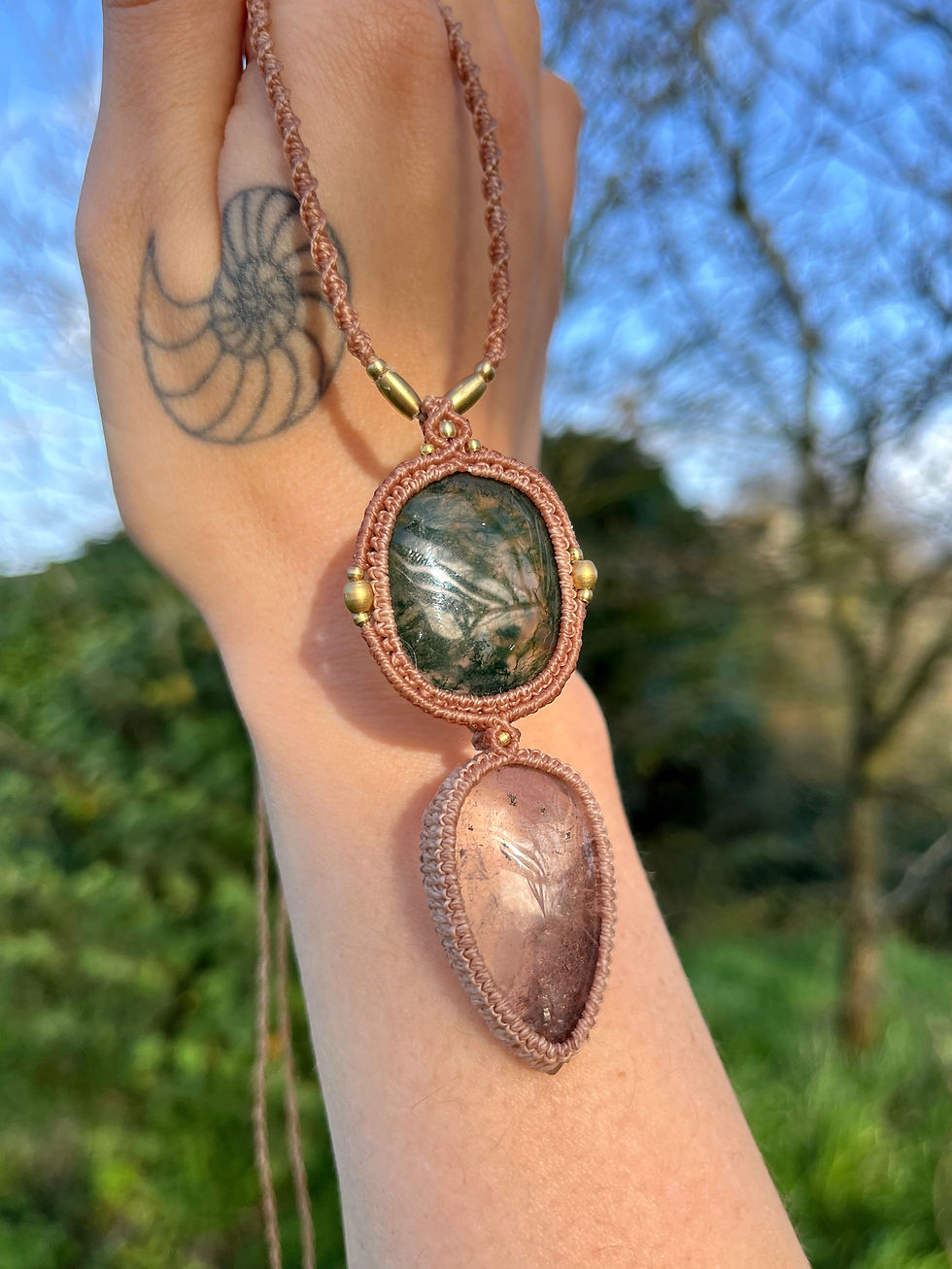 Thumbnail: Forest Soul– Moss Agate & Ametrine Amulet
