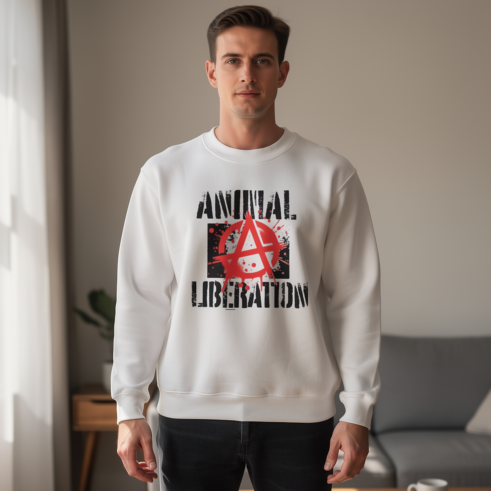 Thumbnail: Animal Liberation Anarchy Essential Fleece Mock-Neck Crew Sweatshirt