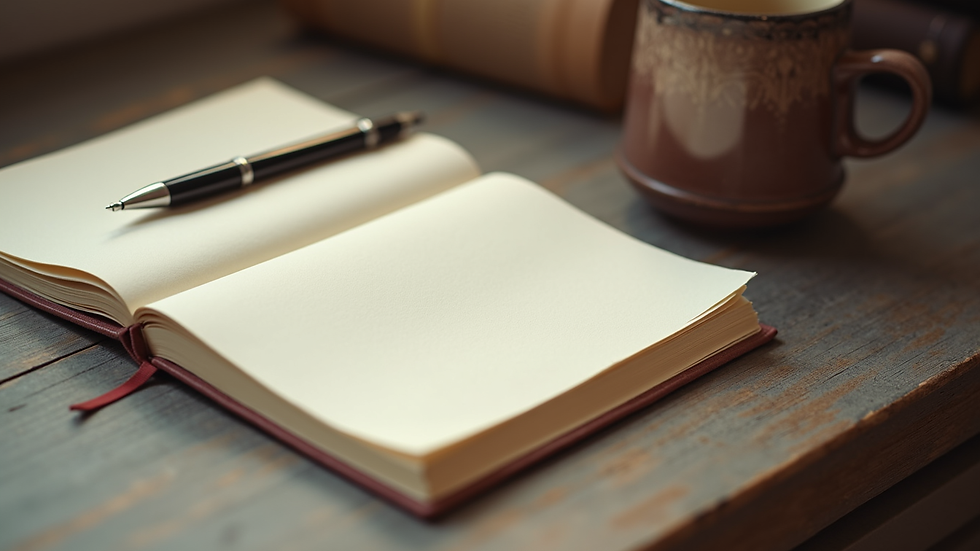 High angle view of a journal and pen beside a poetry book