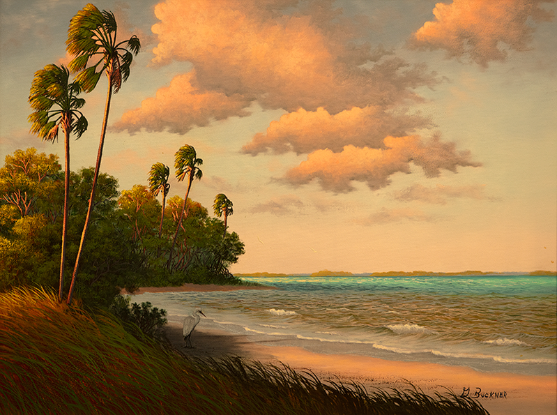 Painting of Intracoastal beach beautiful water by George Buckner