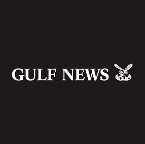 White text Gulf News logo on a black background
