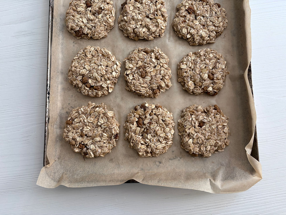 9 oat cookies on a cookie tray