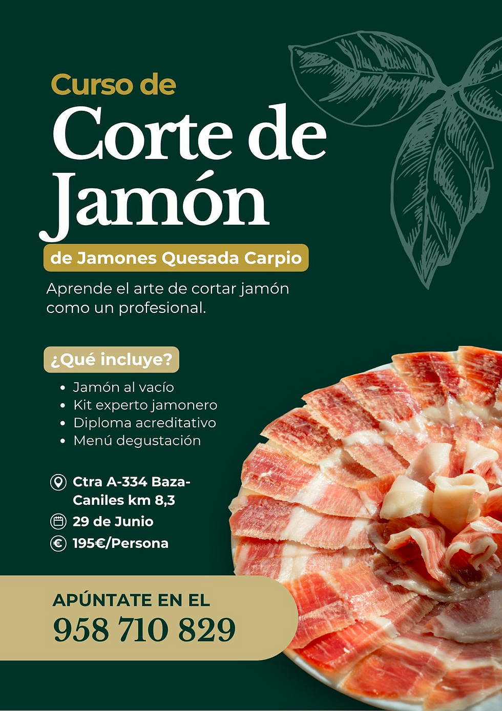 V EDICIÓN DEL CURSO DE CORTE DE JAMÓN - DOMINGO 29 DE JUNIO