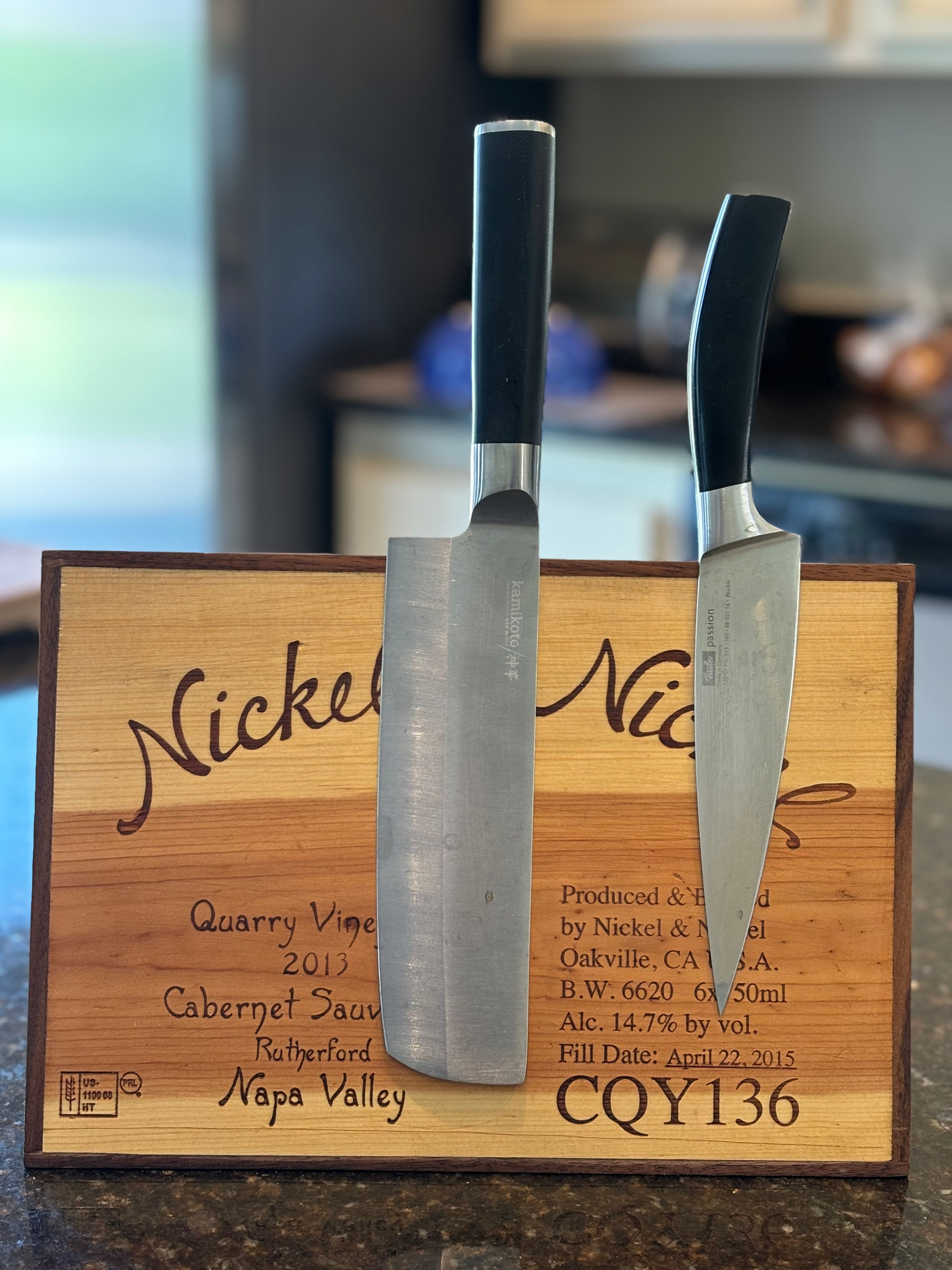 Recycled Wine Crate Magnetic Knife Block