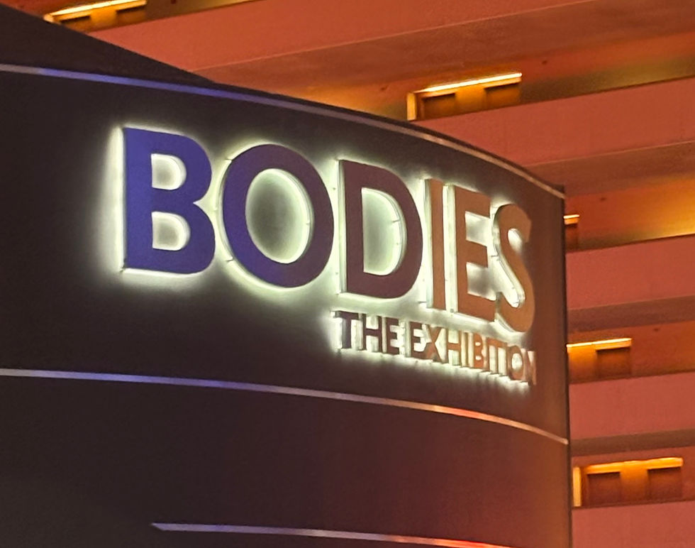 Front entrance sign for Bodies The Exhibition at Luxor Las Vegas