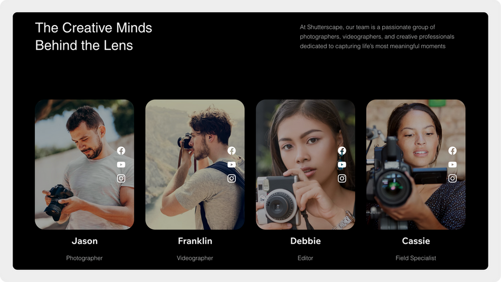 Photography Studio Template, wix studio template, Meet our Team page