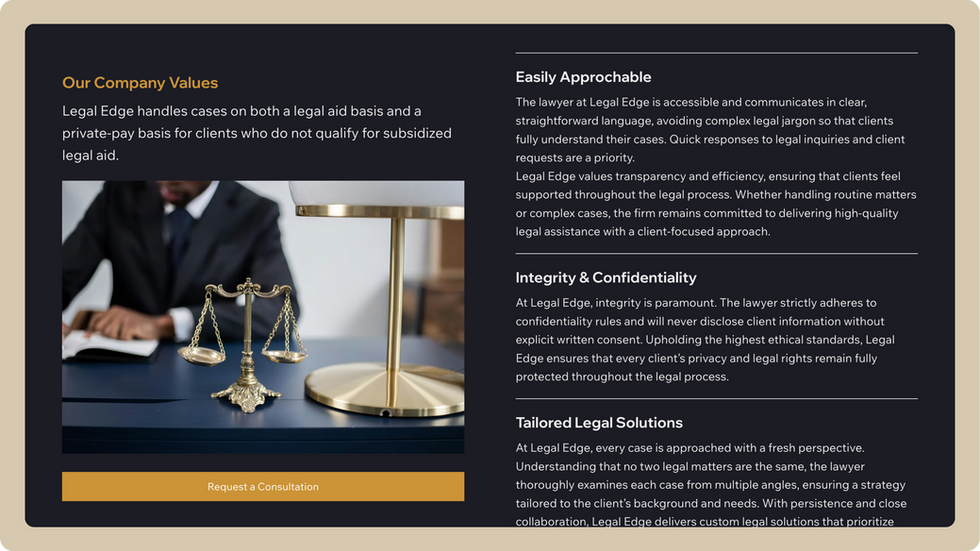 Legal Services Template, wix studio template, About page