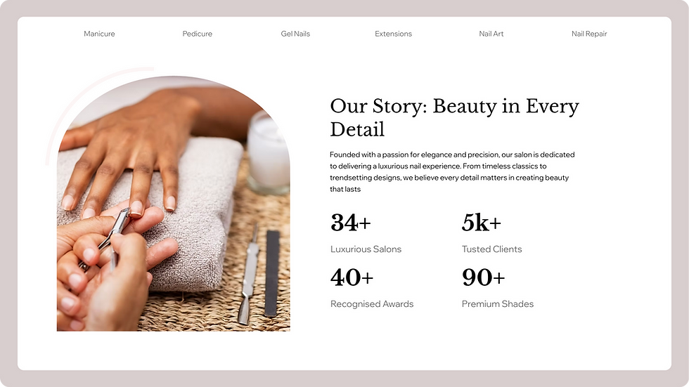 Nail Salon Template, wix studio template, About page