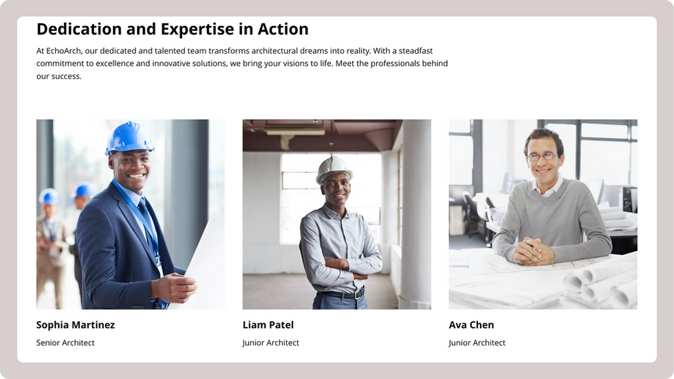Construction Company Template, wix studio template, Meet our Team page