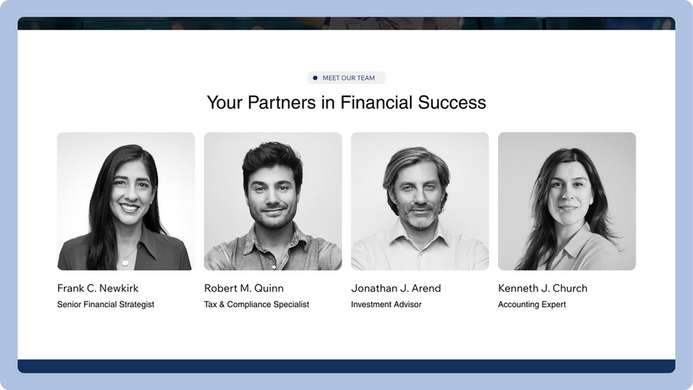 Accounting Services Template, wix studio template, Meet our Team page