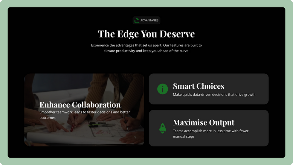 SaaS Platform Template, wix studio template, Advantages page