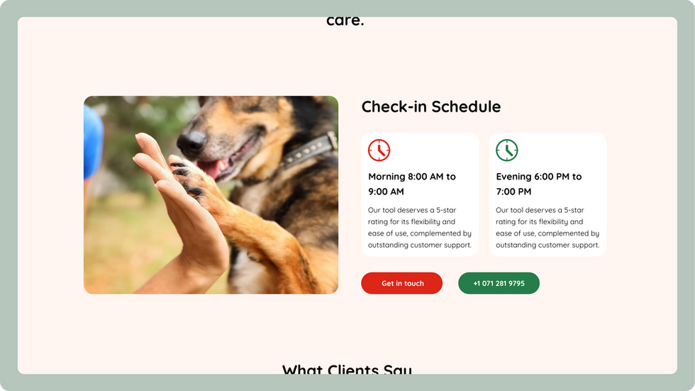 Pet Care Template, wix studio template, Appointment page
