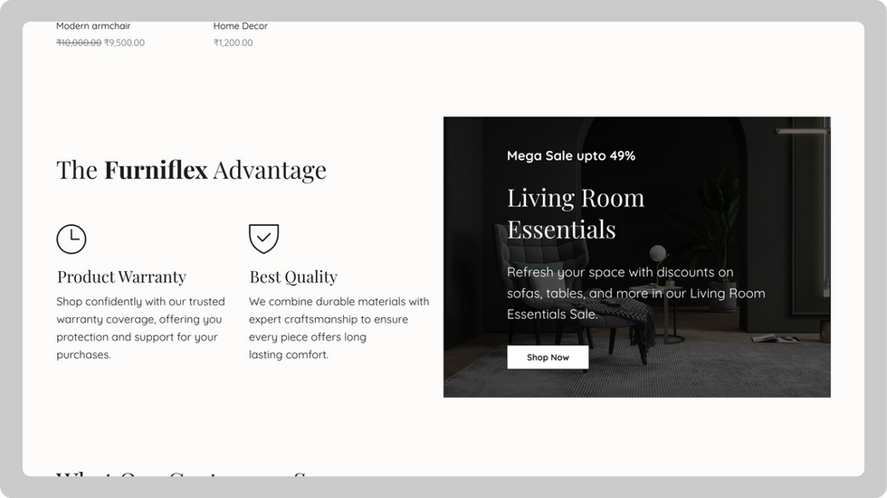 Furniture Store Template, wix studio template, Features page