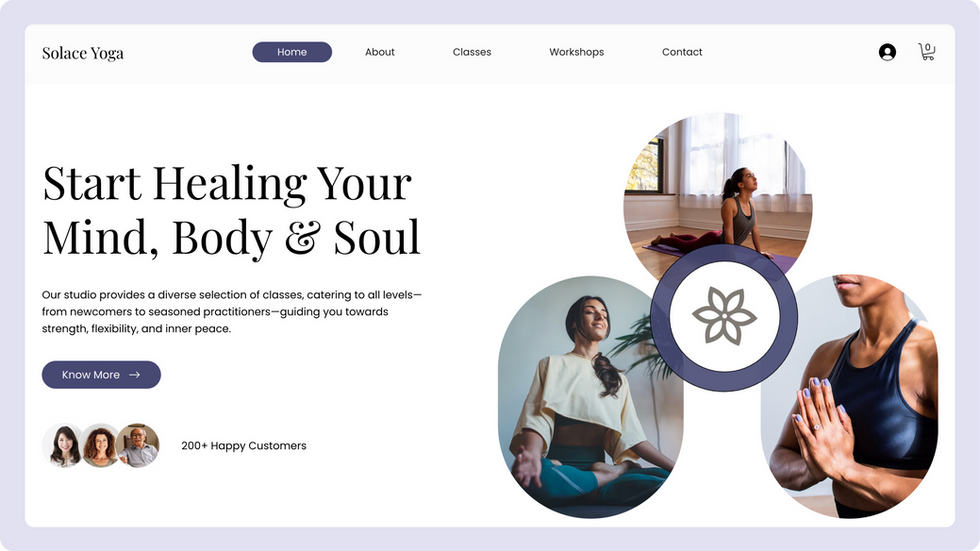 Yoga Classes Template, wix studio template, Home page