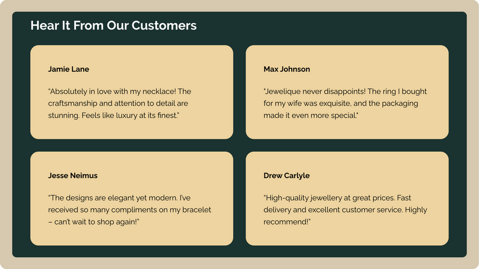 Jewelry Store Template, wix studio template, Testimonials page