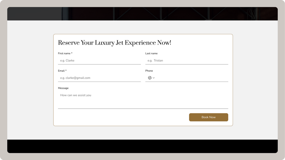 Luxury Travel Template, wix studio template, Booking page