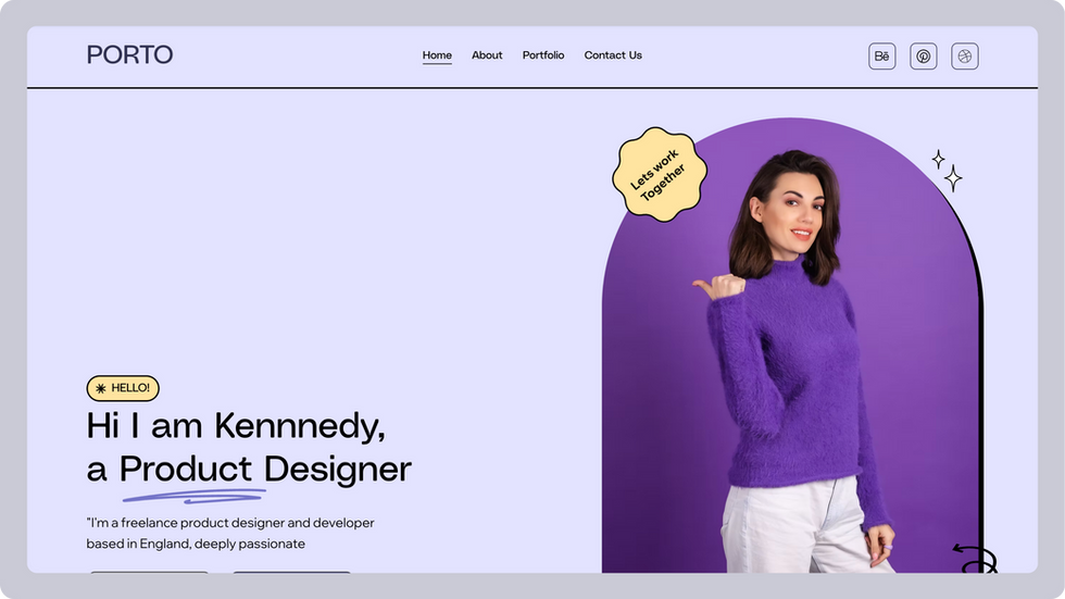 Creative Portfolio Template, wix studio template, Home page