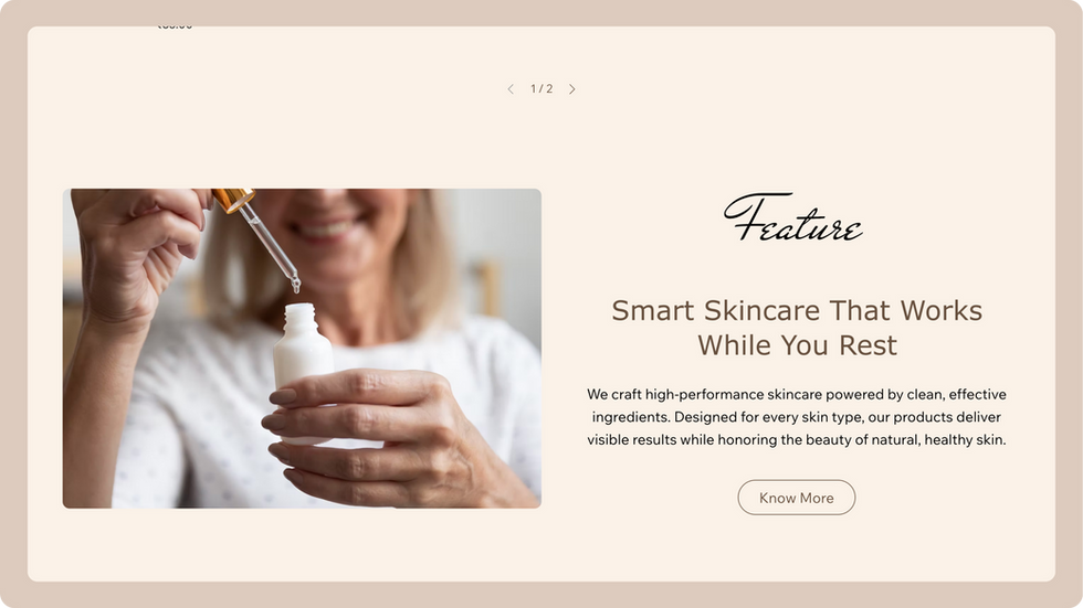 Skincare Products Template, wix studio template, Features page