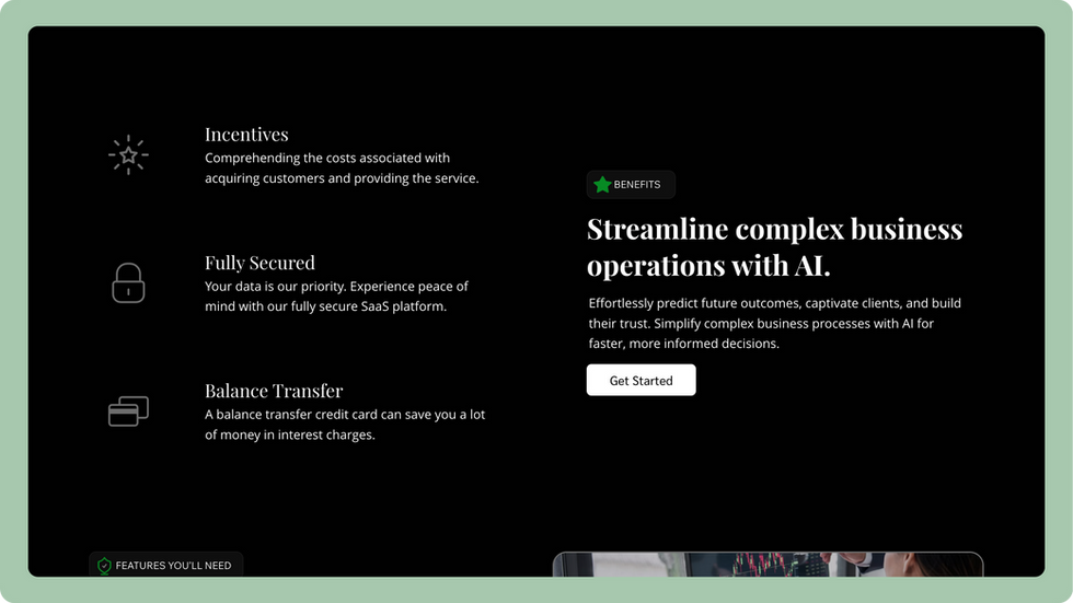 SaaS Platform Template, wix studio template, Benefits page