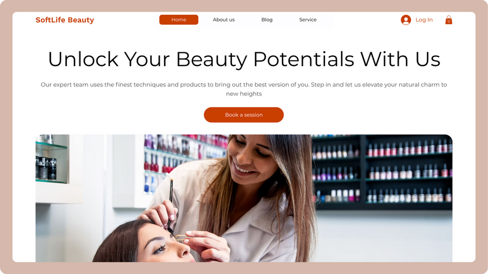 Beauty Salon Template, wix studio template, Home page