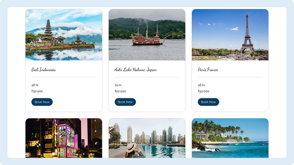 Tour Agency Template, wix studio template, Packages page