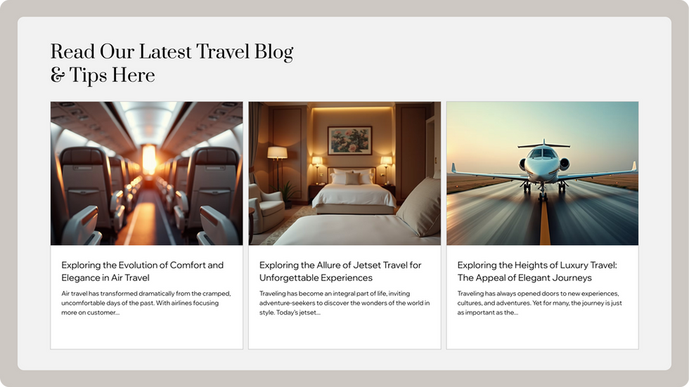 Luxury Travel Template, wix studio template, Blog page