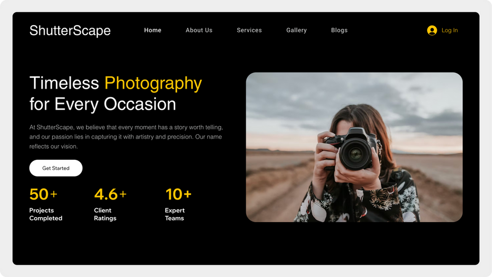 Photography Studio Template, wix studio template, Home page