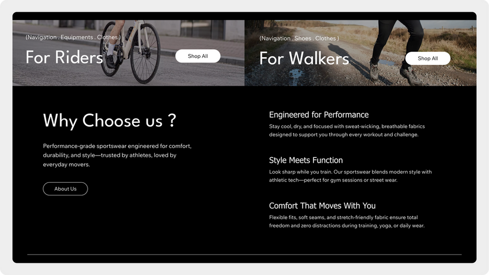 Sportswear Store Template, wix studio template, Collections page