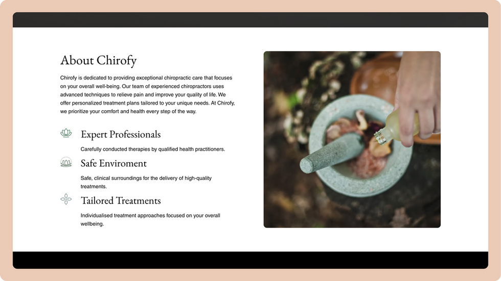 Chiropractic Clinic Template, wix studio template, About page