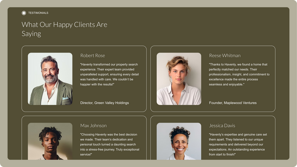Real Estate Consultant Template, wix studio template, Testimonials page