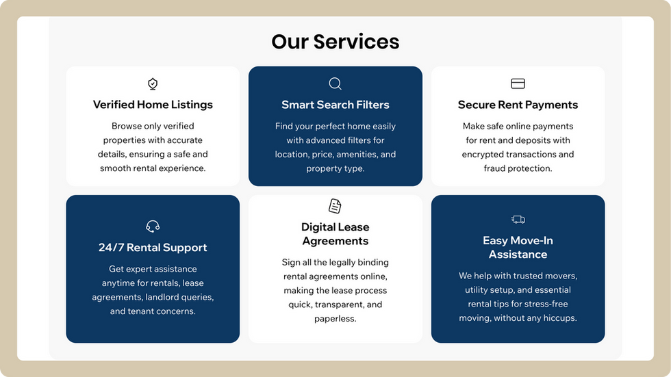 Real Estate Firm Template, wix studio template, Services page