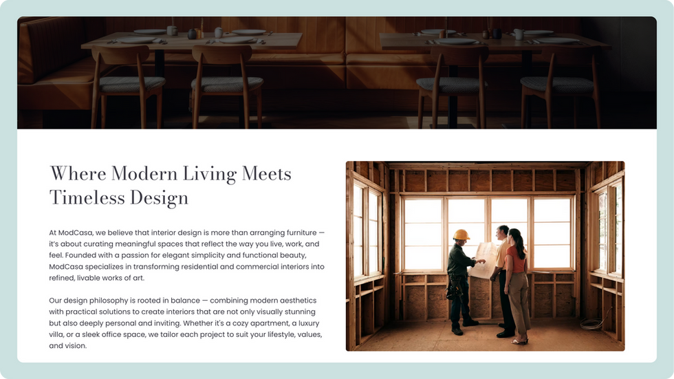 Interior Architect Template, wix studio template, About page