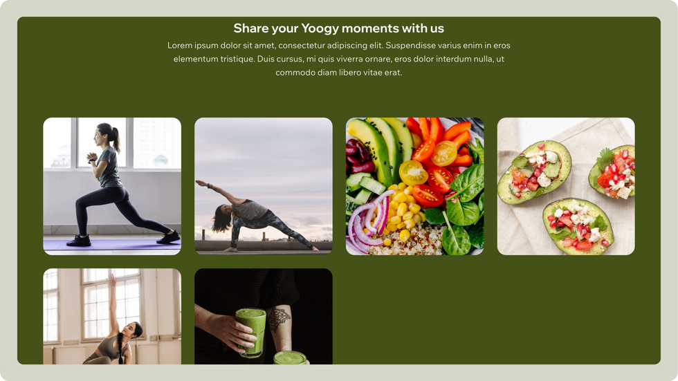 Yoga Studio Template, wix studio template, Gallary page