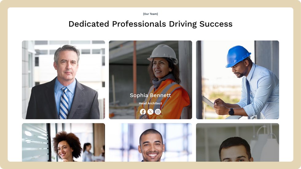 Construction Template, wix studio template, Meet our Team page